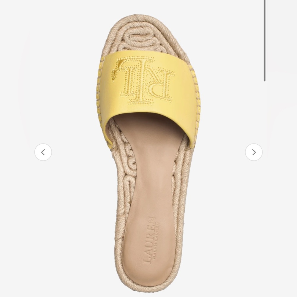 Lauren Ralph Lauren - Polly Nappa Yellow Leather Flat Platform Espadrille 9B NWT - Picture 4 of 11